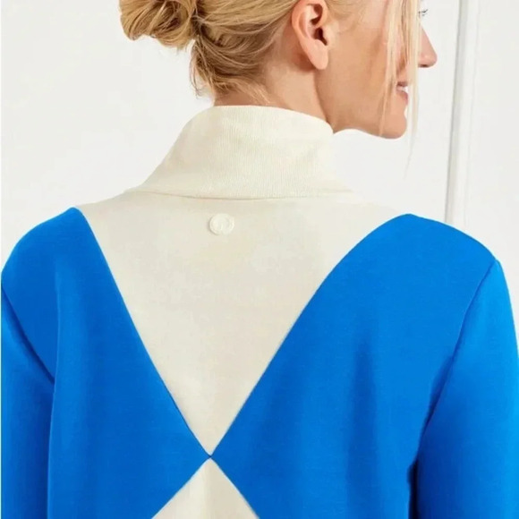 T By Talbots FRENCH TERRY COLORBLOCK MOCKNECK PULLOVER Sz Med petite - Picture 2 of 8